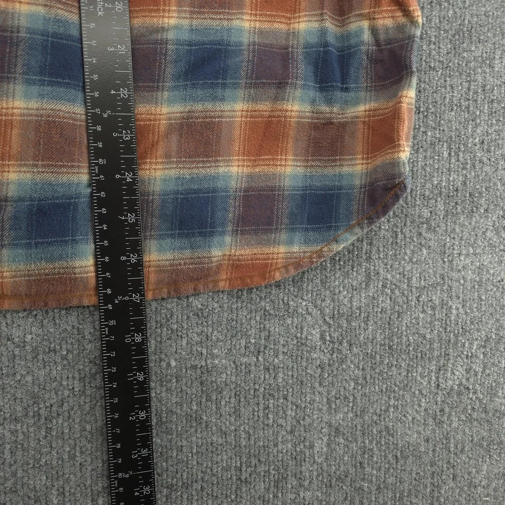 Vans Shirt Mens Small Blue Brown Plaid Flannel‎ Tailored Fit Button Up Casual - Picture 7 of 9